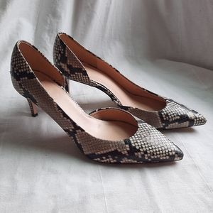 J. Crew Lucie d'Orsay Snake Embossed Leather Pumps Heels (10)